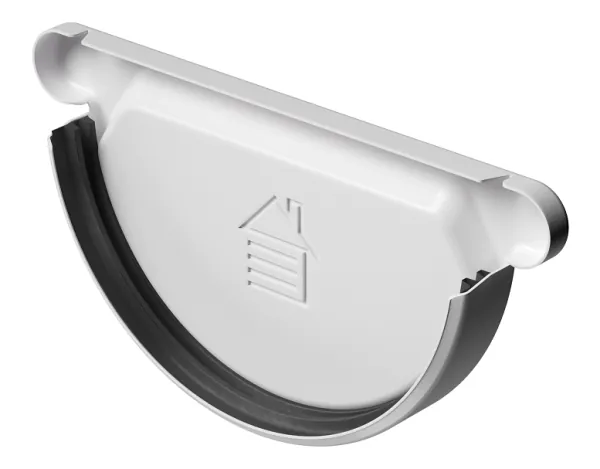 Заглушка желоба D125 Döcke STAL PREMIUM Пломбир, (RAL 9010) купить в Усть-Лабинске