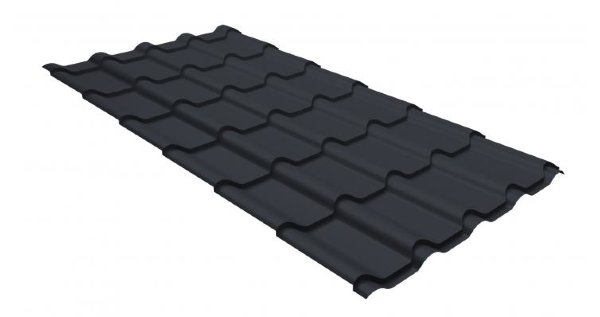 Металлочерепица камея GL 0,5 GreenCoat Pural matt RR 23 темно-серый (RAL 7024 мокрый асфальт) купить в Усть-Лабинске