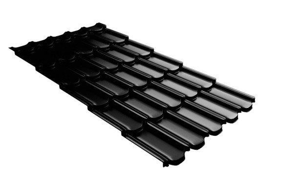 Металлочерепица квинта плюс с 3D резом 0,5 GreenСoat Pural Matt RR 33 черный (RAL 9005 черный) купить в Усть-Лабинске