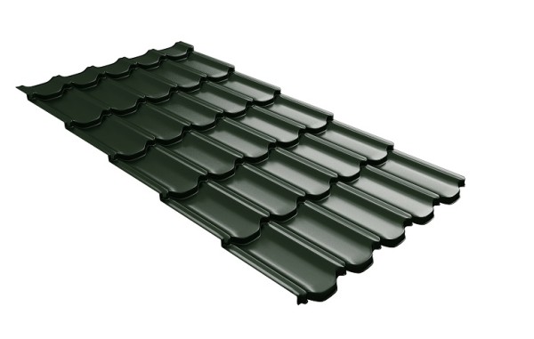 Металлочерепица квинта плюс с 3D резом 0,5 GreenСoat Pural RR 11 темно-зеленый (RAL 6020 хромовая зелень) купить в Усть-Лабинске