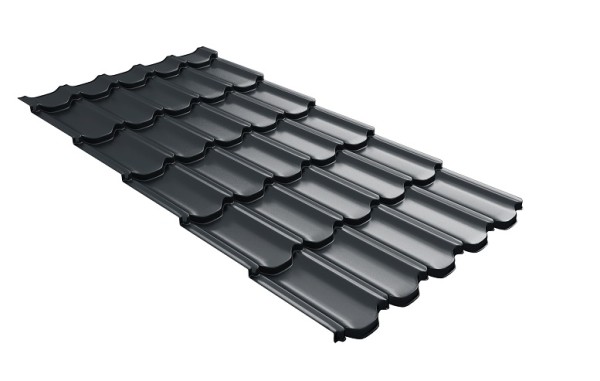 Металлочерепица квинта плюс с 3D резом 0,5 Satin RAL 7016 антрацитово-серый купить в Усть-Лабинске