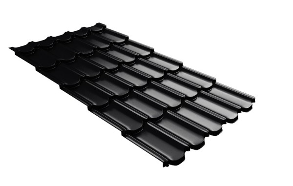 Металлочерепица квинта плюс с 3D резом 0,5 Satin Мatt RAL 9005 черный купить в Усть-Лабинске