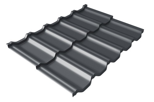 Металлочерепица модульная Квинта Uno Grand Line c 3D резом 0,5 Velur RAL 7024 мокрый асфальт купить в Усть-Лабинске