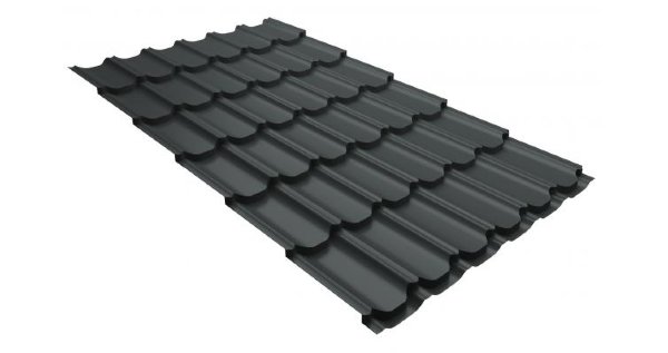 Металлочерепица квинта плюс 0,5 GreenCoat Pural RR 23 темно-серый (RAL 7024 мокрый асфальт) купить в Усть-Лабинске